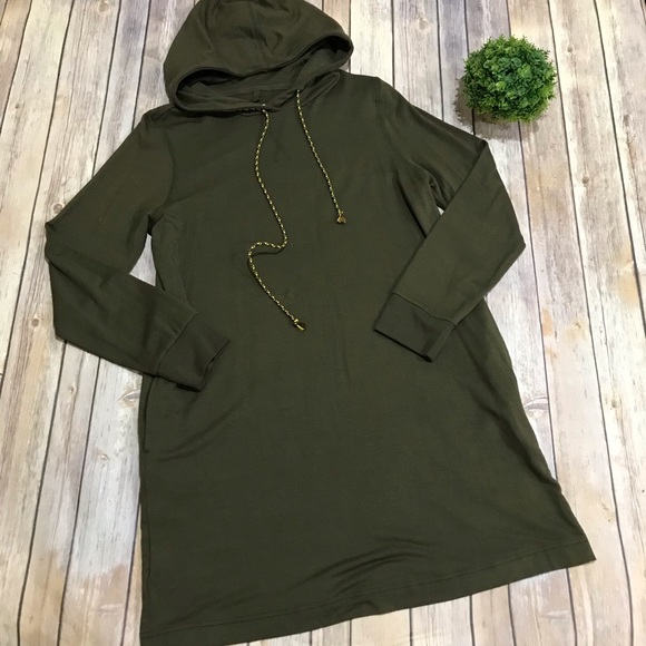 Lou & Grey Dresses & Skirts - Lou & Grey | Olive Green Hoodie Sweatshirt Dress M